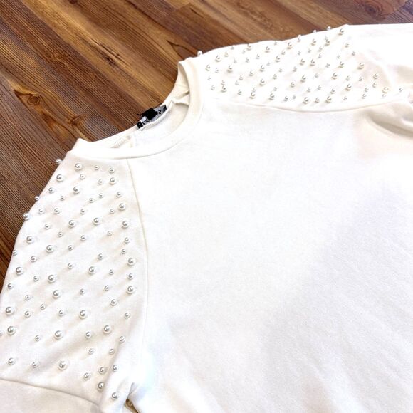 Express NWT Pearl Embellished Sweatshirt Dress Size Small - Picture 7 of 10